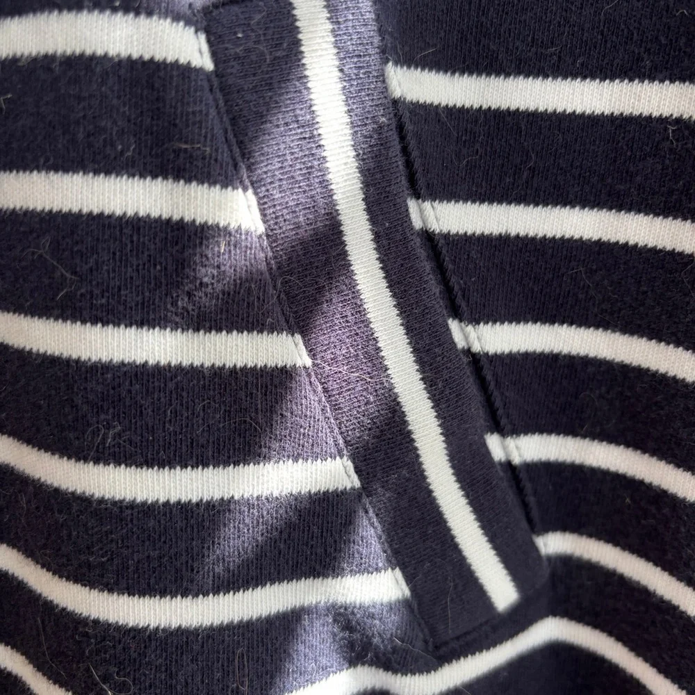 J. Crew Navy Blue Striped Hoodie with 3/4 sleeves size small